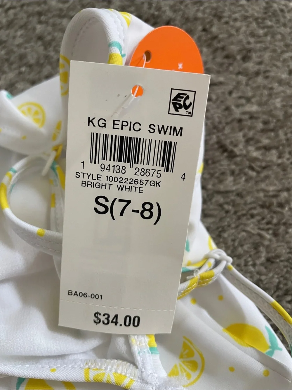 Epic Threads One-Piece Swimsuit with Yellow Lemon Print